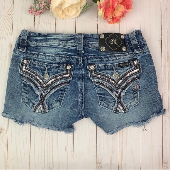 Miss Me Pants - Miss Me Signature Shorts Blue Jeans Cut Off 27